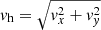 $ \mathit{v}_{\mathrm{h}}=\sqrt{\mathit{v}_x^2+\mathit{v}_{\mathit{y}}^2} $
