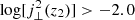 $ \log[j_\perp^2(z_2)] > -2.0 $