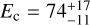 ${E_{\rm{c}}} = 74_{ - 11}^{ + 17}$