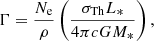 $$ \begin{aligned} \Gamma&= \frac{N_{\rm e}}{\rho }\left(\frac{\sigma _{\rm Th}L_*}{4\pi cGM_*}\right), \end{aligned} $$