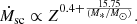 $$ \begin{aligned} \dot{M}_{\rm sc}\propto Z^{0.4+\frac{15.75}{(M_*/M_\odot )}}. \end{aligned} $$