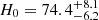 $ H_0 = 74.4_{-6.2}^{+8.1} $