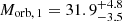 $ M_{\mathrm{orb,\,1}}=31.9^{+4.8}_{-3.5} $