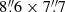$ 8{{\overset{\prime\prime}{.}}}6 \times 7{{\overset{\prime\prime}{.}}}7 $