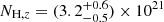 $ N_{\mathrm{H},z}=(3.2_{-0.5}^{+0.6})\times10^{21} $