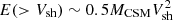 $ E (> V_{\rm sh}) \sim 0.5 M_{\rm CSM} V_{\rm sh}^2 $