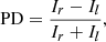 $$ \begin{aligned} \mathrm{PD} = \frac{I_r - I_l}{I_r+I_l}, \end{aligned} $$