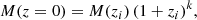 $$ \begin{aligned} M(z=0)=M(z_i)\,(1+z_i)^k, \end{aligned} $$