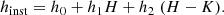 $$ \begin{aligned} h_{\rm inst} = h_0 + h_1 H + h_2~(H-K). \end{aligned} $$