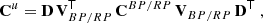 $$ \begin{aligned} \mathbf{C}^u = \mathbf{D}\, \mathbf{V}_{BP/RP}^\mathsf{T } \, \mathbf{C}^{BP/RP} \, \mathbf{V}_{BP/RP} \, \mathbf{D}^\mathsf{T }\; , \end{aligned} $$