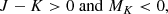 $$ \begin{aligned} J-K > 0 \;\mathrm{and}\; M_K < 0, \end{aligned} $$