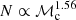 $ N\propto \mathcal{M}_{\mathrm{c}}^{1.56} $