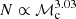$ N\propto \mathcal{M}_{\mathrm{c}}^{3.03} $
