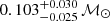$ 0.103^{+0.030}_{-0.025}\,\mathcal{M}_{\odot} $
