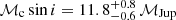 $ \mathcal{M}_{\mathrm{c}}\sin i = 11.8^{+0.8}_{-0.6}\,\mathcal{M}_{\mathrm{Jup}} $