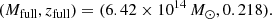 $$ \begin{aligned} (M_{\rm full}, z_{\rm full}) = (6.42 \times 10^{14} \,M_\odot , 0.218). \end{aligned} $$