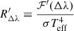 $$ \begin{aligned} R^\prime _{\Delta \lambda } \equiv \frac{\mathcal{F}^\prime (\Delta \lambda )}{\sigma T_{\rm eff}^4} \end{aligned} $$