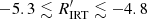 $ -5.3 \lesssim R^\prime_{\rm IRT} \lesssim -4.8 $