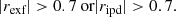 $$ \begin{aligned} | r_\text{exf} | >0.7 \text{ or} |r_\text{ipd}| > 0.7 . \end{aligned} $$