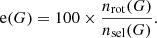 $$ \begin{aligned} \mathrm {e}(G)=100 \times \frac{n_{\rm rot}(G)}{n_{\rm sel} (G)} .\end{aligned} $$