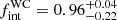 $ f_{\mathrm{int}}^{\mathrm{WC}} = 0.96^{+0.04}_{-0.22} $