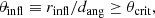 $$ \begin{aligned} \theta _{\rm infl}\equiv r_{\rm infl}/d_{\rm ang} \ge \theta _{\rm crit} ,\end{aligned} $$