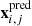 $ \mathbf{x}_{i,j}^{\mathrm{pred}} $
