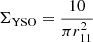 $$ \begin{aligned} \Sigma _{\mathrm{YSO} } = \frac{10}{\pi r_{11}^2} \end{aligned} $$