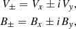 $$ \begin{aligned} V_\pm = V_x \pm i V_y, \nonumber \\ B_\pm = B_x \pm i B_y, \end{aligned} $$