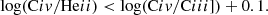 $$ \begin{aligned} \log (\mathrm{C}iv /\mathrm{He}ii ) < \log (\mathrm{C}iv /\mathrm{C}iii ]) + 0.1. \end{aligned} $$