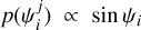 $p\left( {\psi _i^j} \right) \propto \sin {\psi _i}$