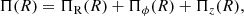 $$ \begin{aligned} \Pi (R) = \Pi _{\rm R}(R) + \Pi _{\phi }(R)+\Pi _z(R), \end{aligned} $$