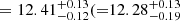 $ = {12.41}_{-0.12}^{+0.13} ({=}{12.28}_{-0.19}^{+0.13} $