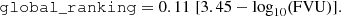 $$ \begin{aligned} \mathtt {global\_ranking} = 0.11 \; [3.45 - \log _{10}(\mathrm{FVU})] .\end{aligned} $$