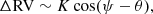 $$ \begin{aligned} \Delta \mathrm{RV} \sim K\cos (\psi -\theta ), \end{aligned} $$