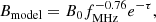 $$ \begin{aligned} \begin{aligned} B_{\rm model}&= B_0f^{-0.76}_{\rm MHz}e^{-\tau }, \end{aligned} \end{aligned} $$