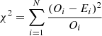 $ \chi^2=\sum_{i=1}^N \frac{(O_i-E_i)^2}{O_i} $