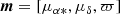 $$ \begin{aligned} {\boldsymbol{m}} = [\mu _{\alpha *}, \mu _\delta , \varpi ] \end{aligned} $$