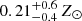 $ 0.21^{+0.6}_{-0.4}\,Z_{\odot} $