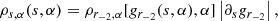 $$ \begin{aligned} \rho _{s, \alpha }(s,\alpha ) = \rho _{r_{-2},\alpha }[g_{r_{-2}}(s,\alpha ), \alpha ]\left|\partial _s g_{r_{-2}}\right|, \end{aligned} $$
