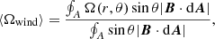 $$ \begin{aligned} \langle \Omega _{\rm wind}\rangle =\frac{\oint _{A}\Omega (r,\theta )\sin \theta |{\boldsymbol{B}}\cdot \mathrm{d}{\boldsymbol{A}}|}{\oint _{A}\sin \theta |{\boldsymbol{B}}\cdot \mathrm{d}{\boldsymbol{A}}|}, \end{aligned} $$