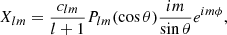 $$ \begin{aligned}&X_{lm}=\frac{c_{lm}}{l+1} P_{lm}(\cos \theta ) \frac{im}{\sin \theta } e^{im\phi }, \end{aligned} $$