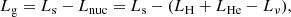 $$ \begin{aligned} L_{\rm g}=L_{\rm s}-L_{\rm nuc}=L_{\rm s}-(L_{\rm H}+L_{\rm He}-L_{\nu }), \end{aligned} $$