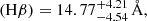 $ (\mathrm{H}\beta)=14.77^{+4.21}_{-4.54}\,\AA, $