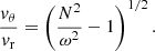 $$ \begin{aligned} \frac{v_{\theta }}{v_{\rm r}} = \left(\frac{N^2}{\omega ^2} - 1\right)^{1/2}. \end{aligned} $$