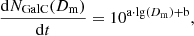 $$ \begin{aligned} \frac{\mathrm{d}N_{\rm GalC} (D_{\rm m})}{\mathrm{d}t} = 10^{\mathrm{a}\cdot \lg (D_{\rm m})+\mathrm{b}}, \end{aligned} $$