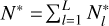 ${N^*} = \sum\nolimits_{l = 1}^L {\,N_l^*} $