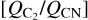 $\left[ {{{{Q_{{{\rm{C}}_2}}}} \mathord{\left/ {\vphantom {{{Q_{{{\rm{C}}_2}}}} {{Q_{{\rm{CN}}}}}}} \right. \kern-\nulldelimiterspace} {{Q_{{\rm{CN}}}}}}} \right]$