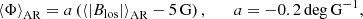 $$ \begin{aligned} \left\langle \Phi \right\rangle _{\mathrm{AR} } = a \left(\left\langle |B_{\mathrm{los} }|\right\rangle _{\mathrm{AR} } - 5\,\mathrm{G}\right), \qquad a = -0.2\,\mathrm{deg\,G^{-1}}, \end{aligned} $$