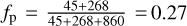 ${f_{\rm{p}}} = {{45 + 268} \over {45 + 268 + 860}} = 0.27$
